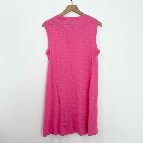 ATM Slub Jersey Cotton Tank Dress Mini Lotus Pink Barbie Beach size Medium - Picture 4 of 8